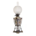 A Doulton Lambeth stoneware oil lamp,