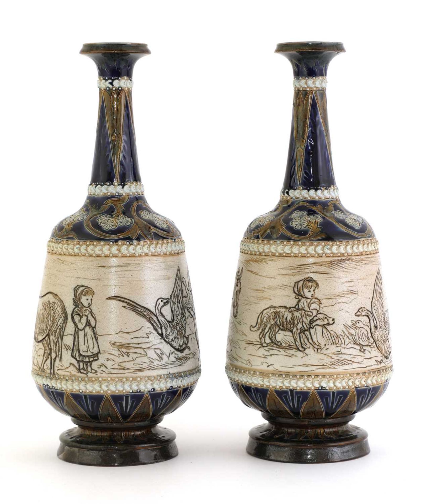 A pair of Doulton Lambeth stoneware vases, - Image 3 of 8