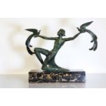 A French patinated Art Deco bronze,