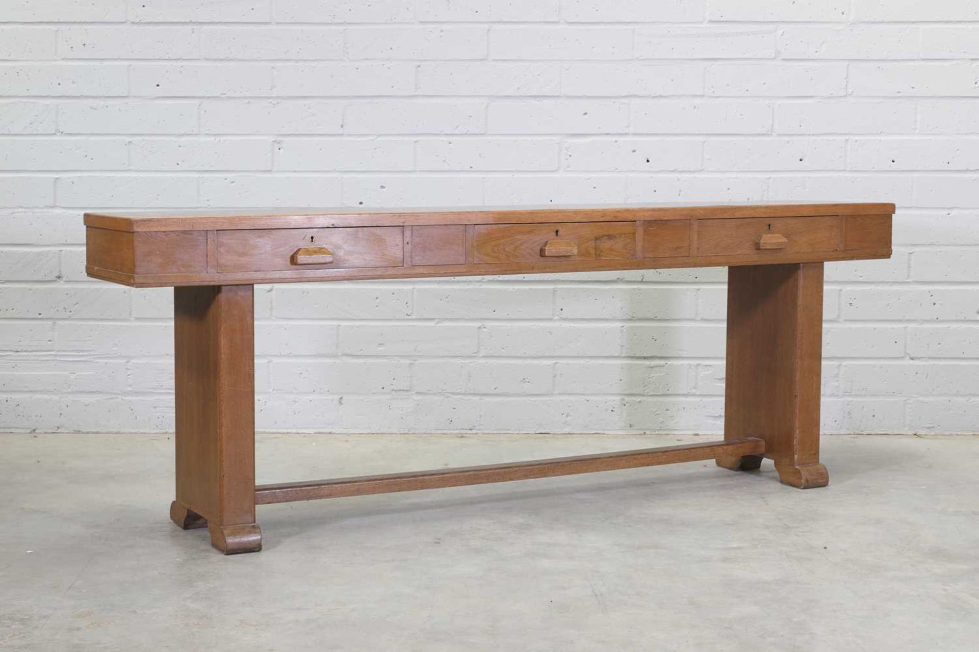 An oak three-drawer serving table, - Image 2 of 3