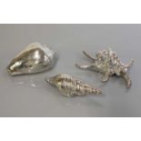 Three Italian silver-mounted shells,