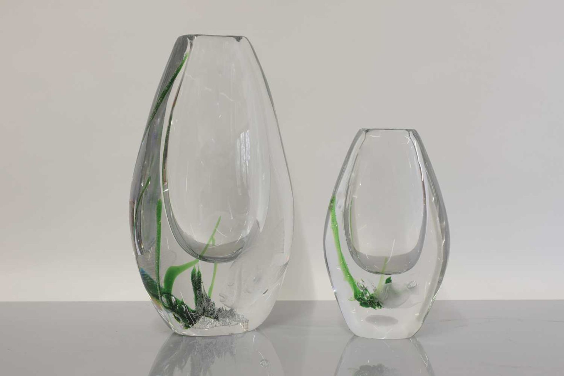 Two Kosta 'Seaweed' vases,