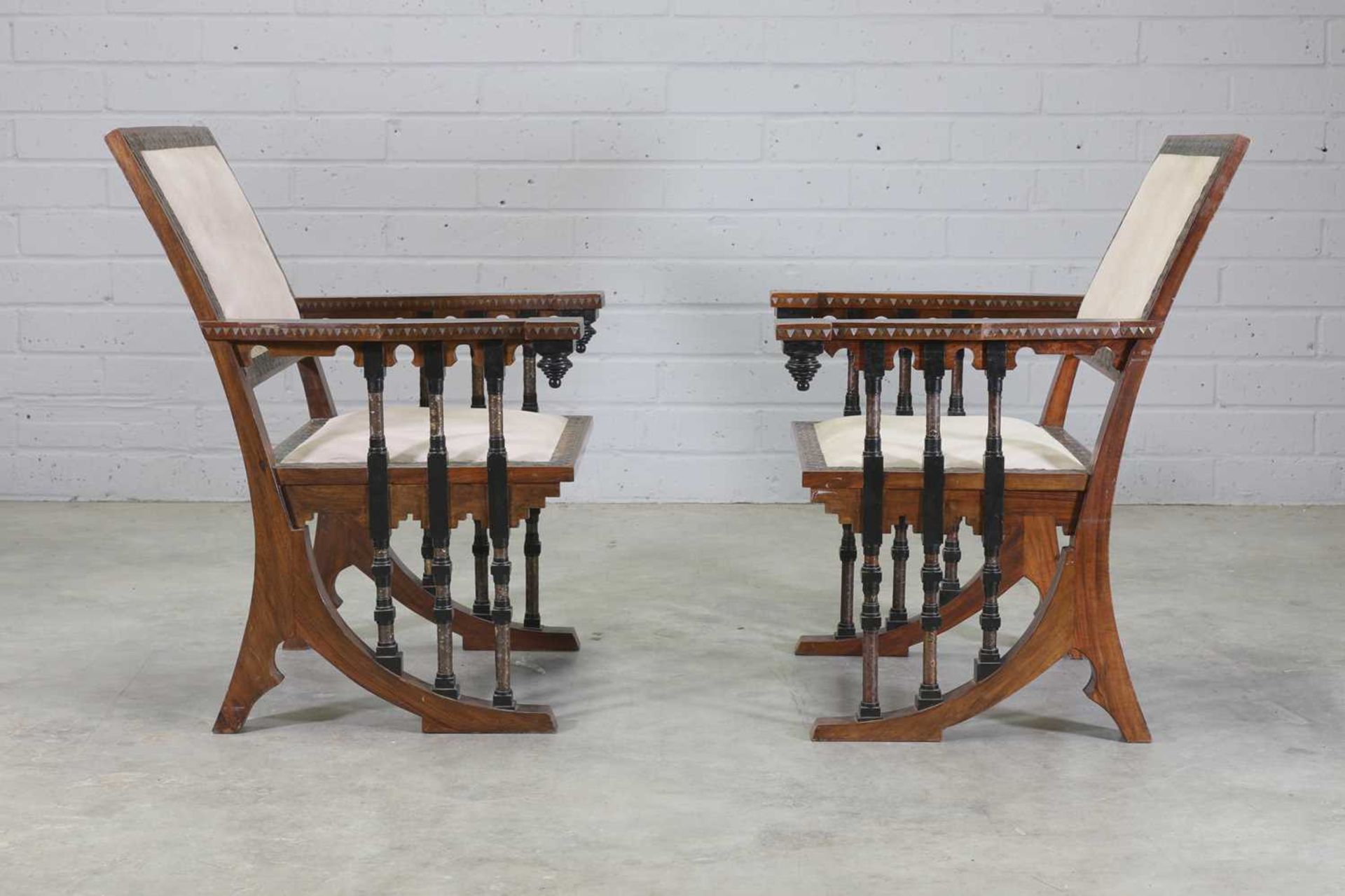 A pair of walnut chairs, - Image 2 of 20