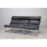 A Finnish chrome and leather settee,