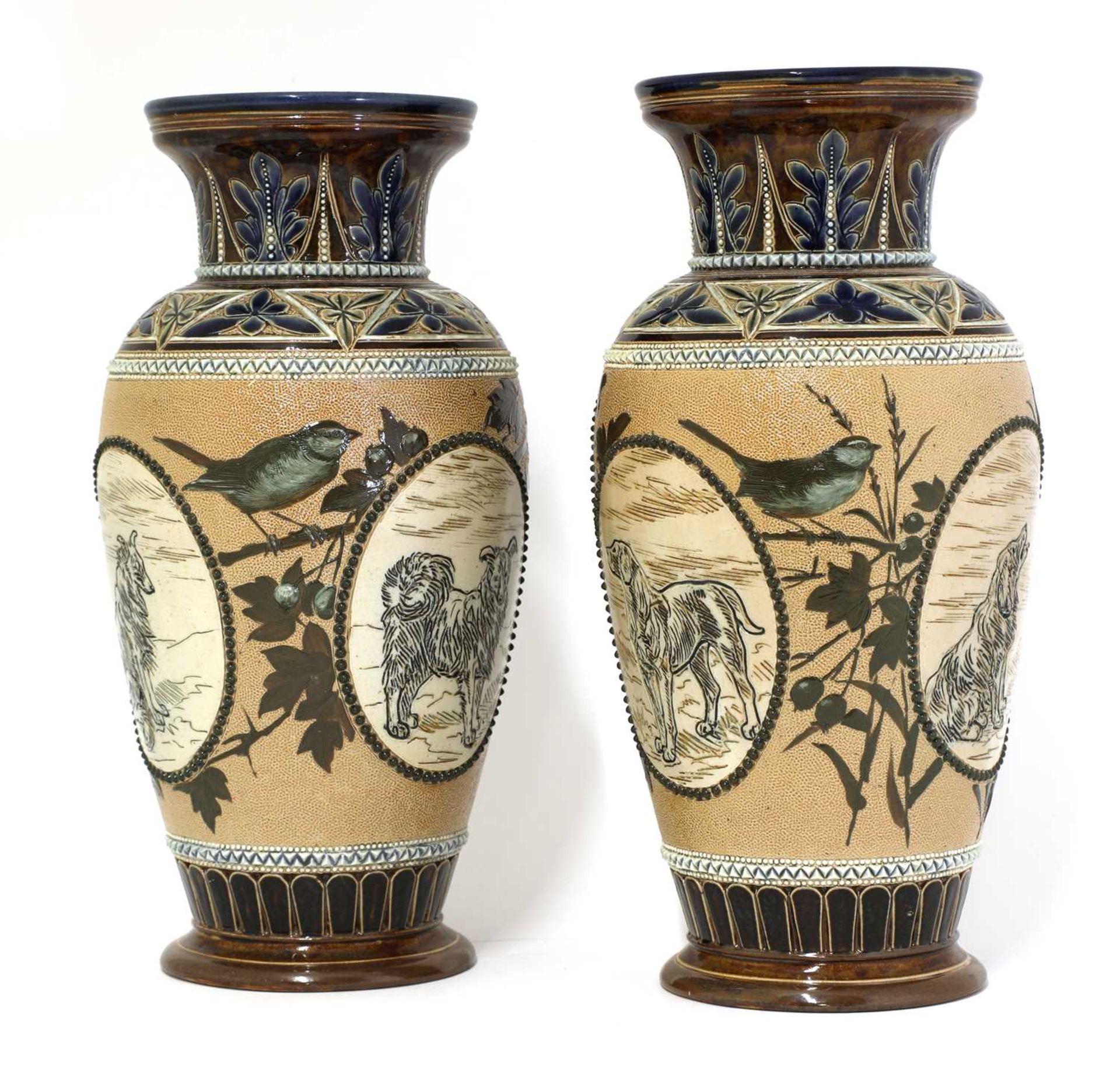 A pair of Doulton Lambeth vases, - Image 2 of 4
