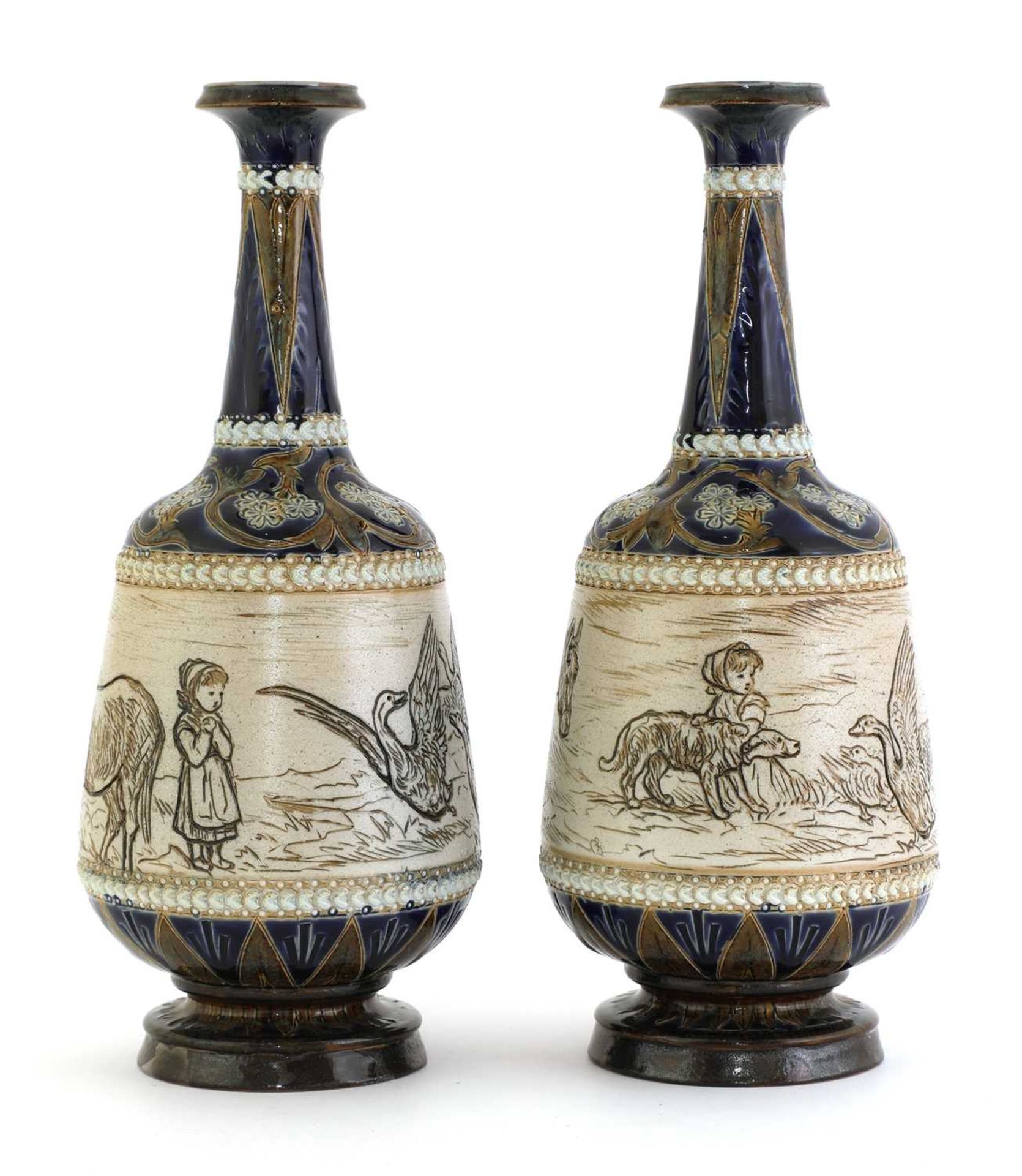 A pair of Doulton Lambeth stoneware vases, - Image 2 of 8