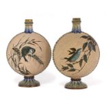 A pair of Doulton Lambeth stoneware moon flasks,