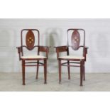 A pair of Austrian 'Model No. 414' Secessionist bentwood armchairs,