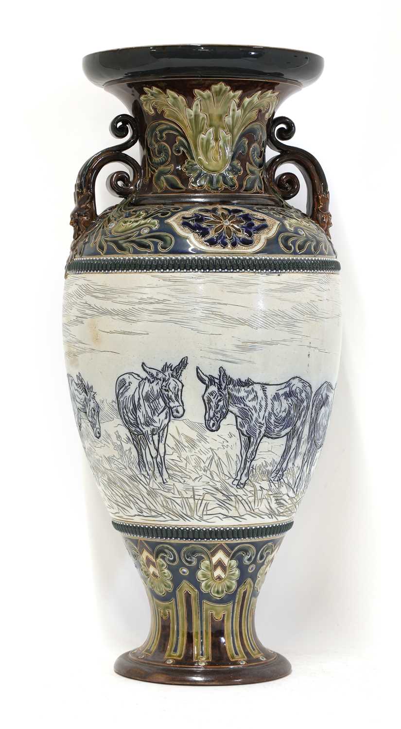 A large Doulton Lambeth stoneware vase, - Image 3 of 4