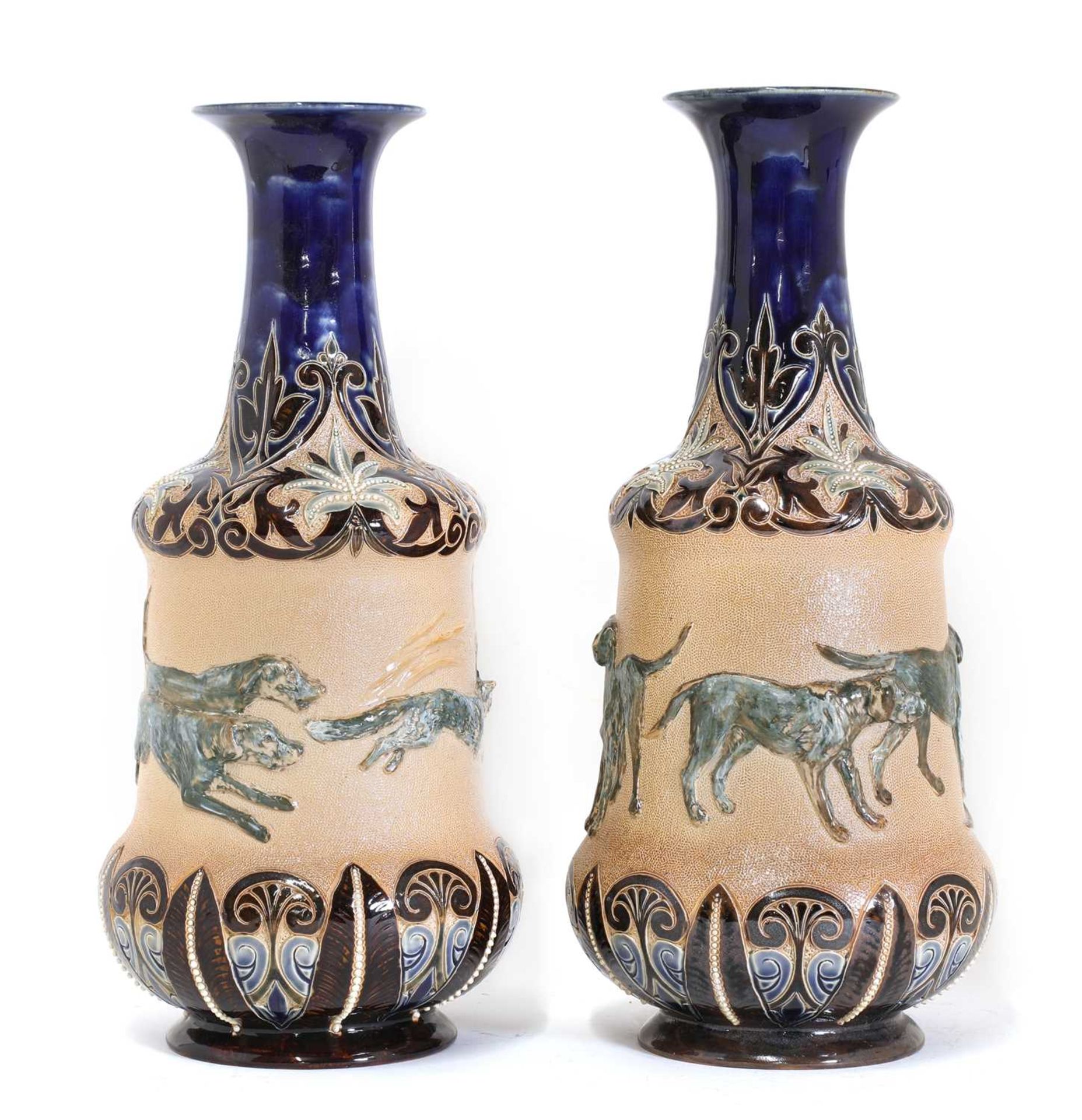 A pair of Doulton Lambeth stoneware vases, - Image 2 of 4