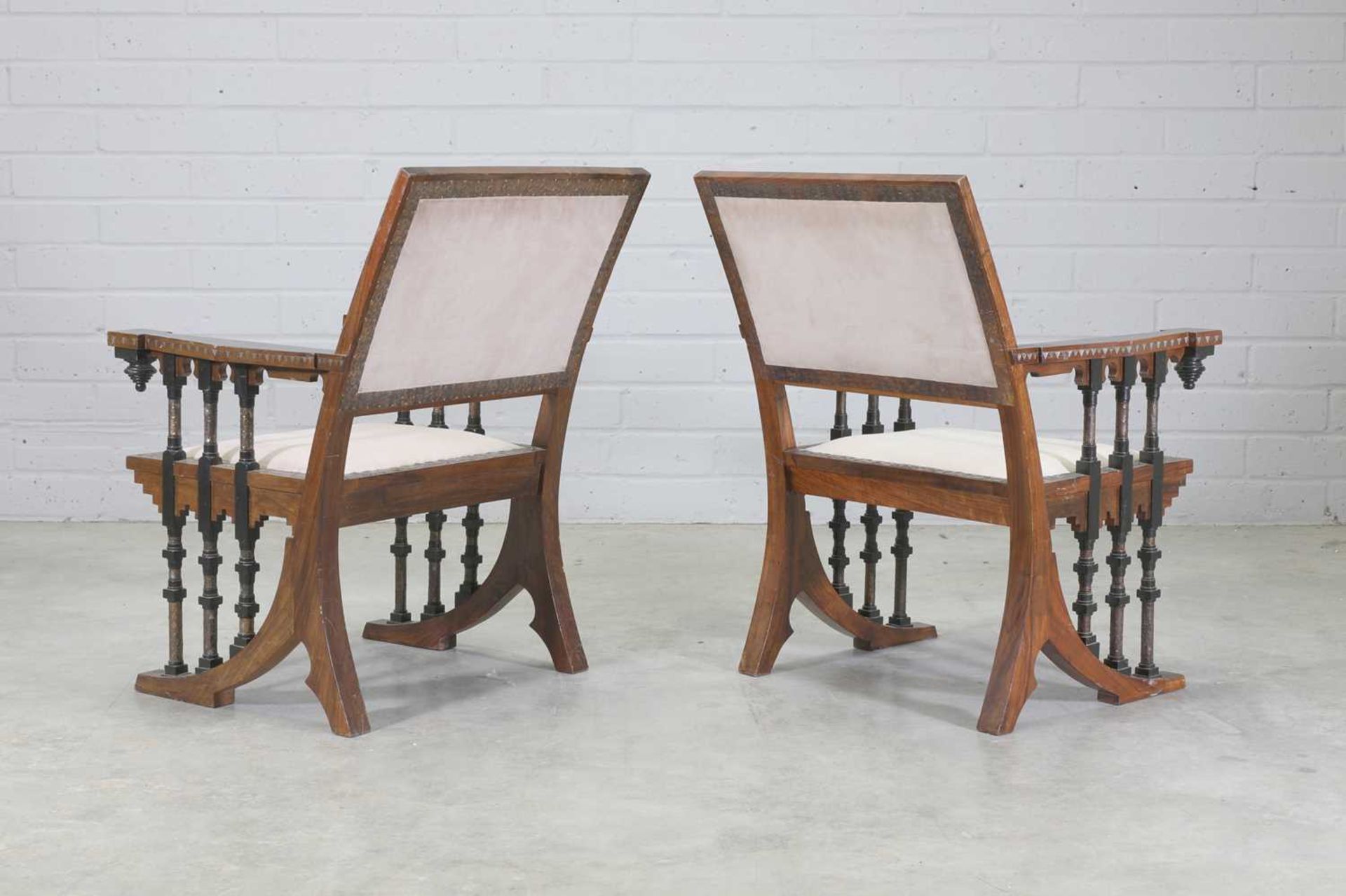 A pair of walnut chairs, - Image 5 of 20
