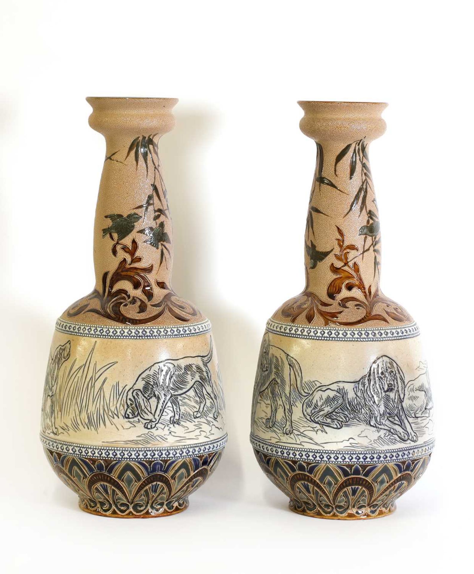 A pair of Doulton Lambeth stoneware vases, - Image 3 of 4