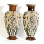 A pair of Doulton Lambeth stoneware vases,