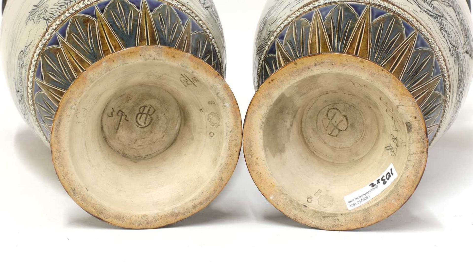 A pair of Doulton Lambeth stoneware vases, - Image 4 of 4