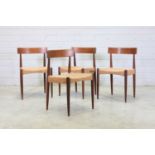 A set of four Danish teak dining chairs,