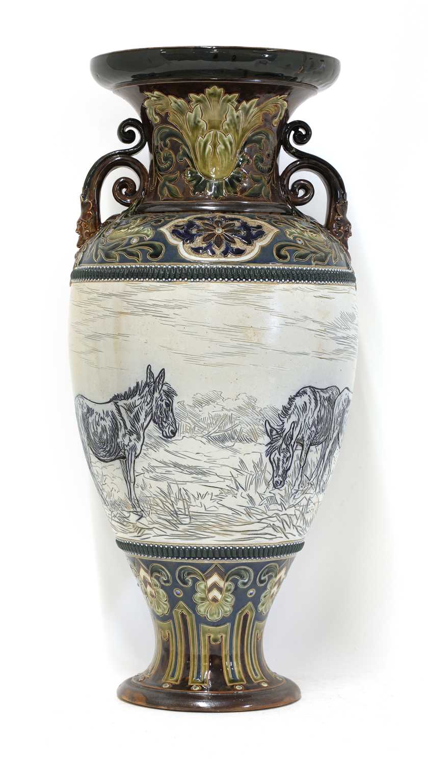 A large Doulton Lambeth stoneware vase,