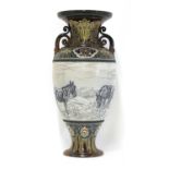 A large Doulton Lambeth stoneware vase,