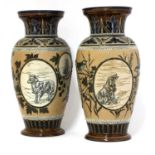 A pair of Doulton Lambeth vases,