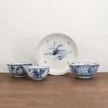 Three Chinese blue and white bowls,