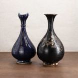 A Chinese black-glazed yuhuchun vase,