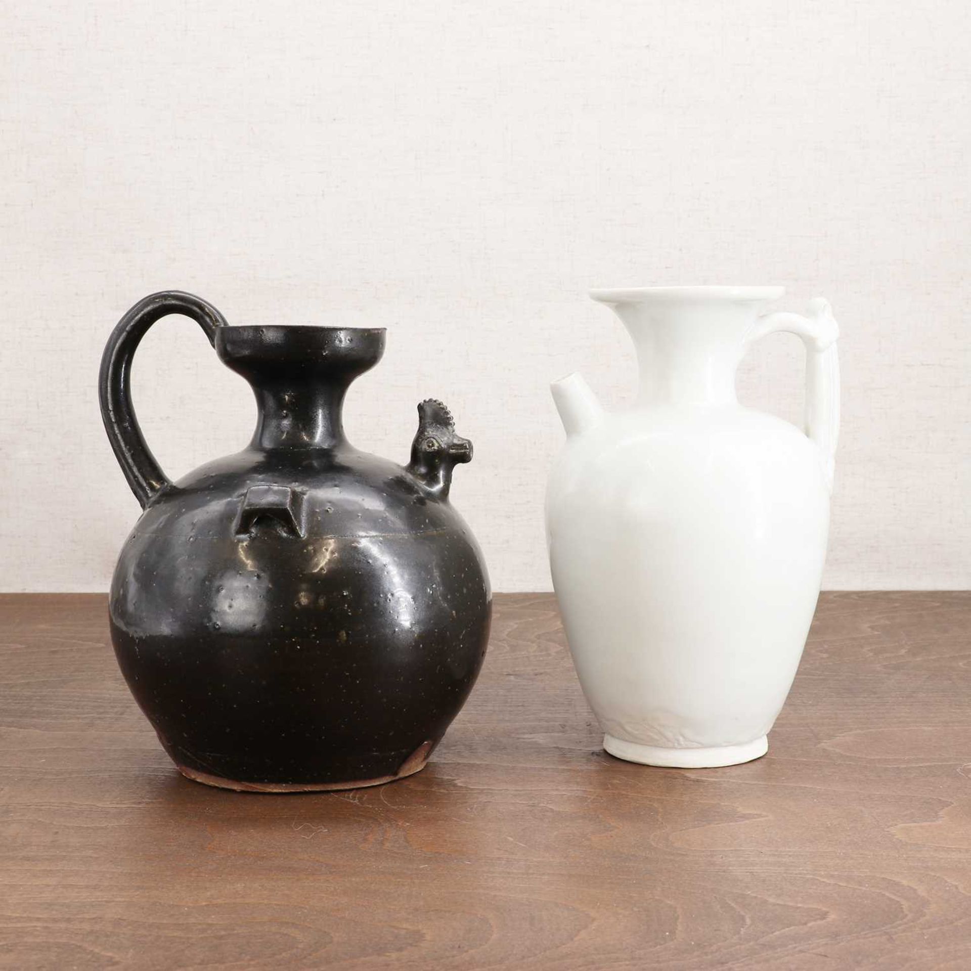 A Chinese black-glazed ewer,