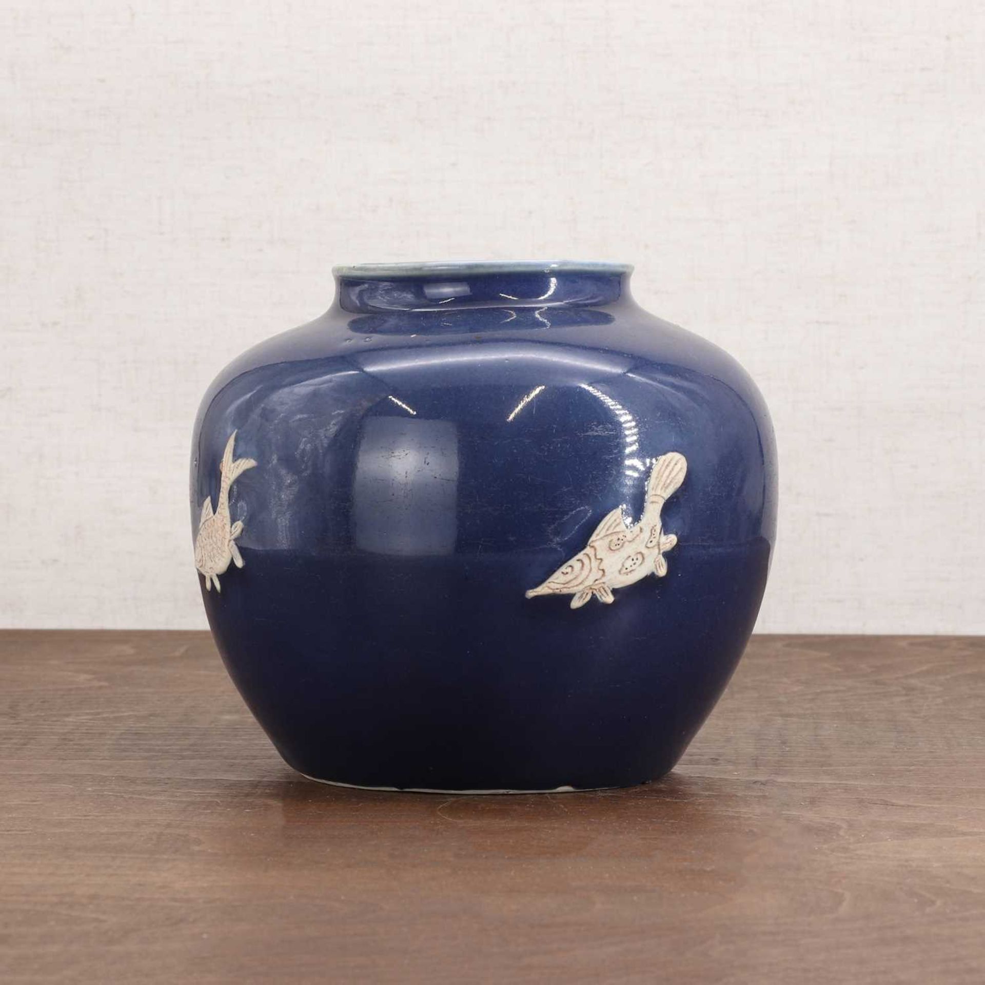A Chinese blue-glazed jar,
