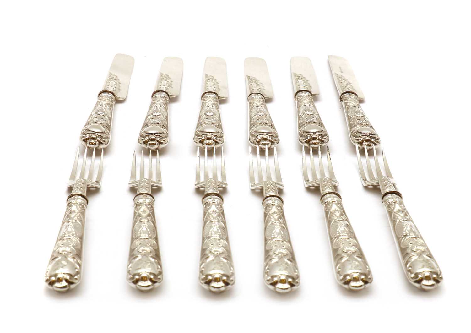 A set of Victorian silver knives and forks, - Image 3 of 4