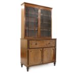 A Regency mahogany and ebony line inlaid secretaire bookcase,