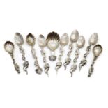 A set of seven Victorian vine and tendril teaspoons,