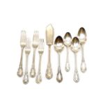 A collection of Lily pattern silver flatware,