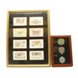 A framed collection of eight First World War sweetheart cards,