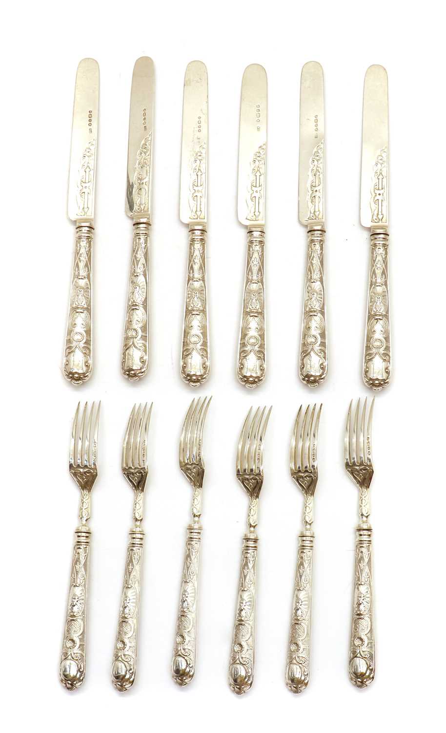 A set of Victorian silver knives and forks, - Image 2 of 4