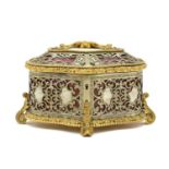 A faux tortoiseshell and gilt metal mounted casket,