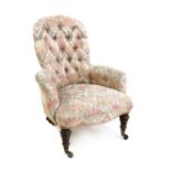 A Victorian button back chair,