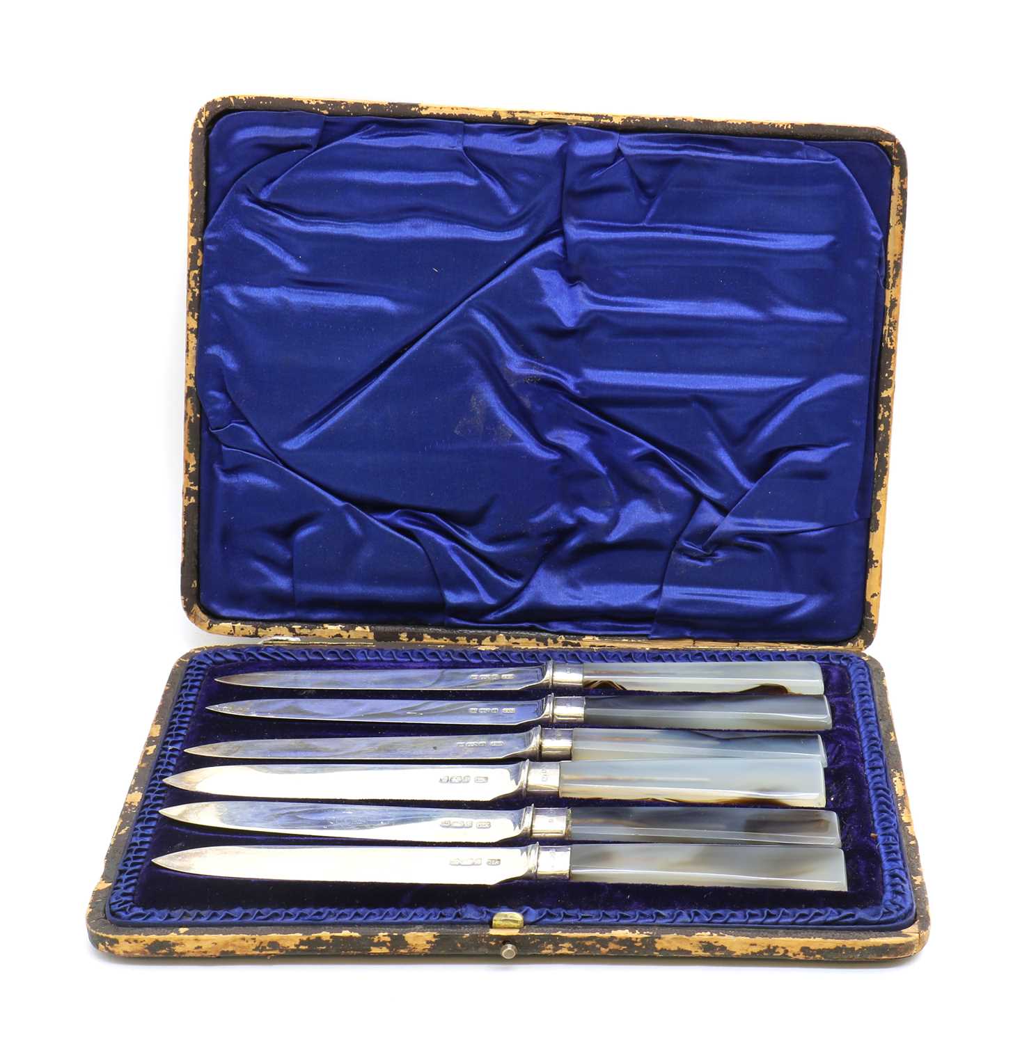 A set of six cased silver fruit knives, - Image 4 of 8