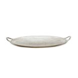 A silver plated twin handled oval tray,