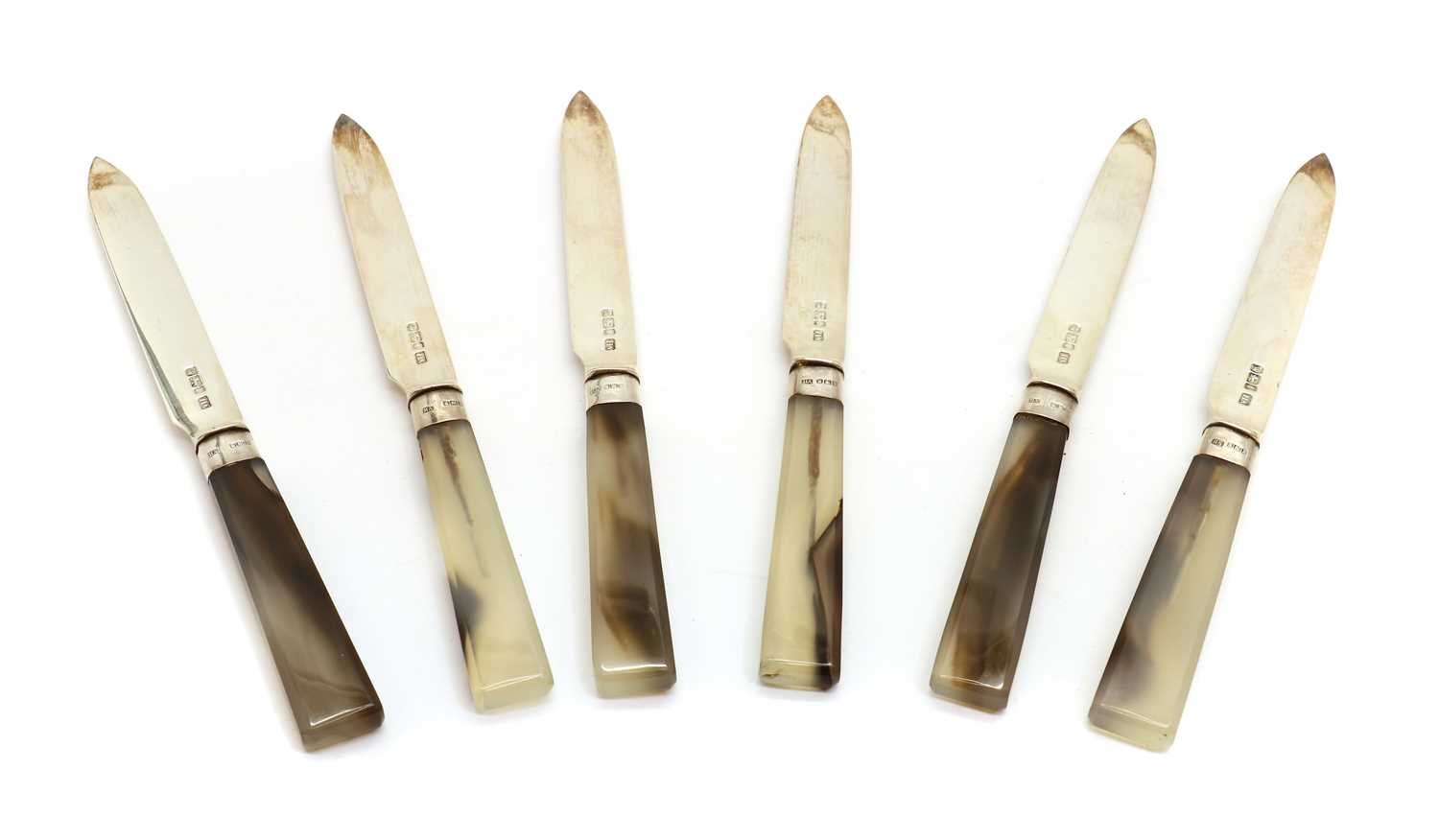 A set of six cased silver fruit knives, - Image 6 of 8