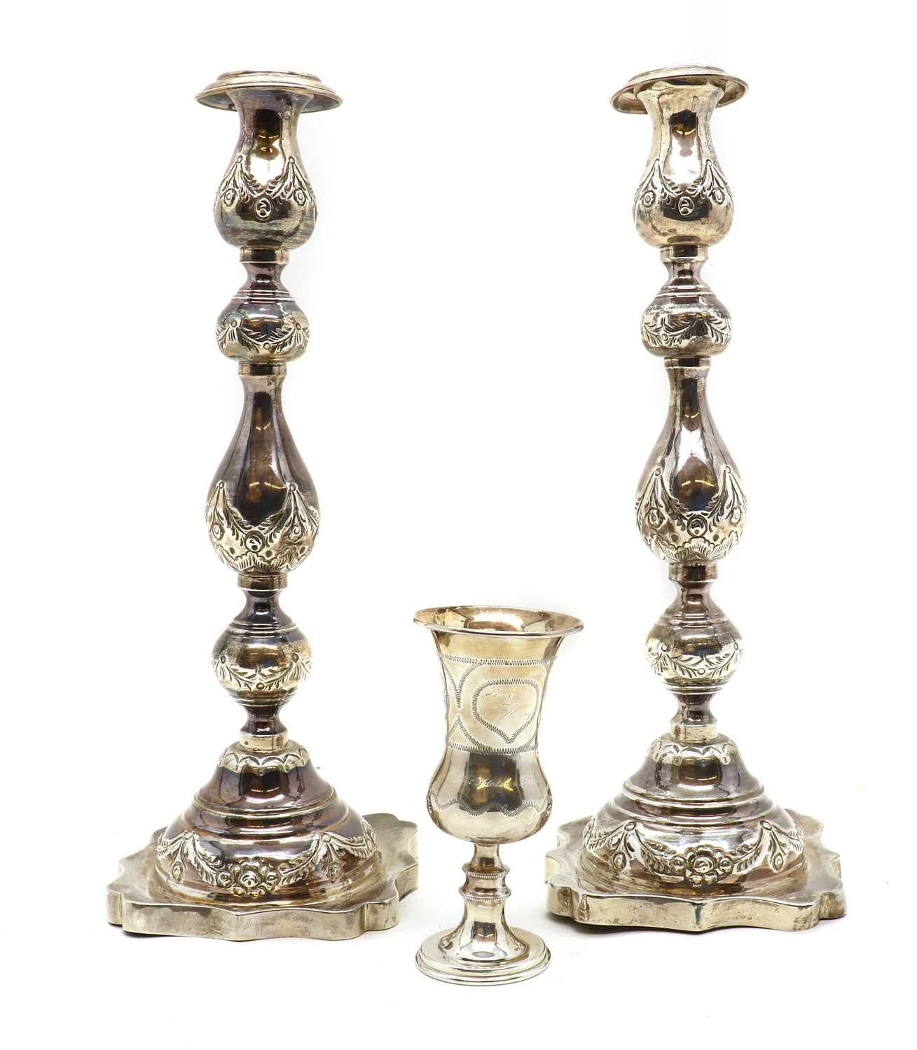 A pair of silver candlesticks - Image 2 of 3