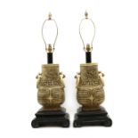 A pair of vase lamps in the Chinese manner,