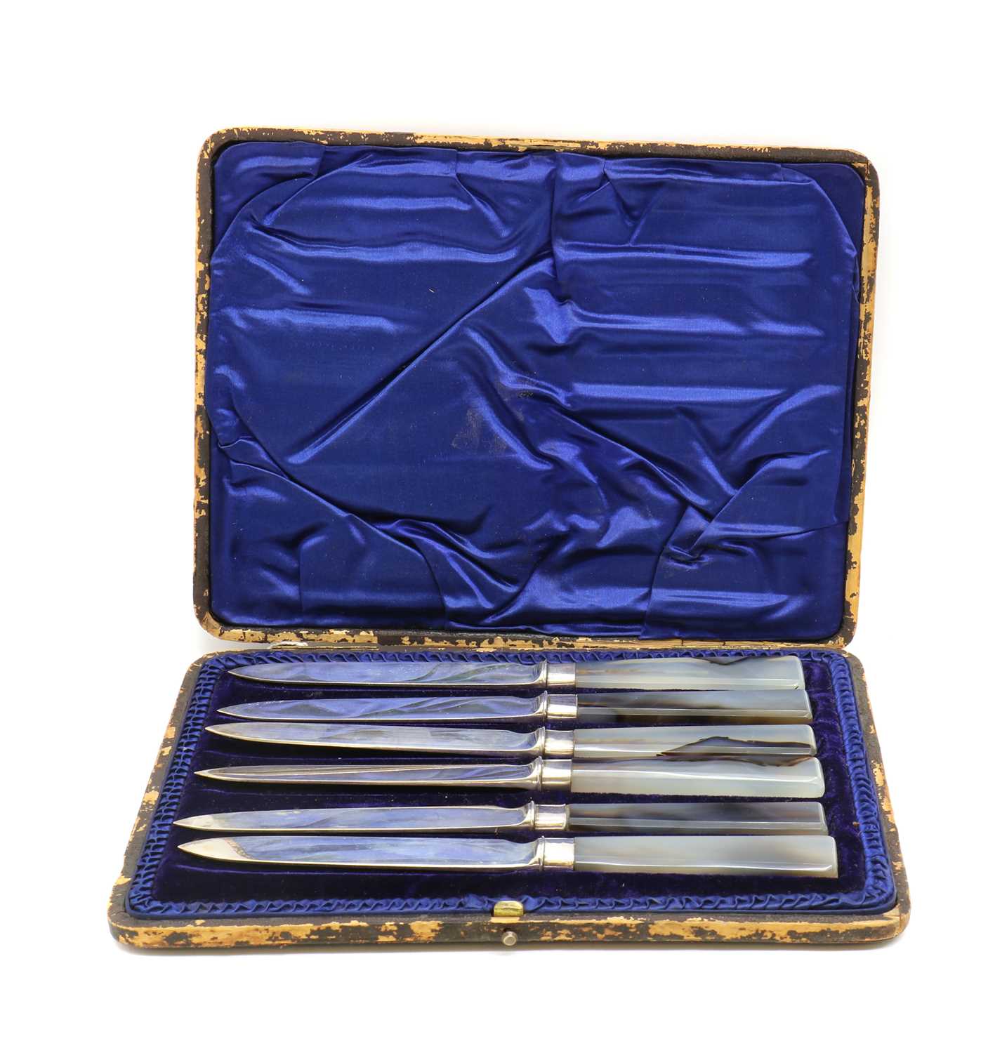 A set of six cased silver fruit knives, - Image 3 of 8