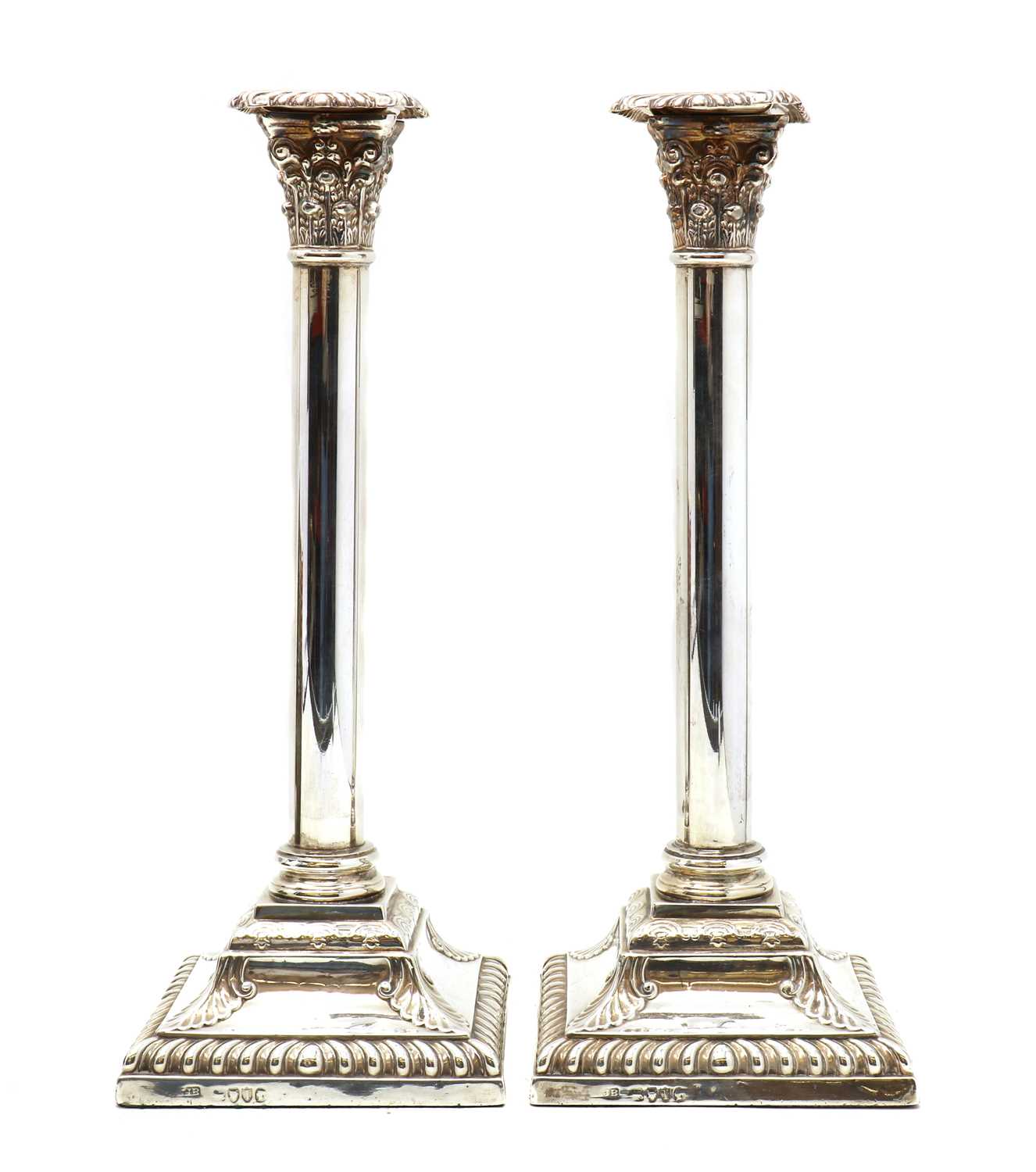 A pair of Victorian silver candlesticks, - Image 2 of 3