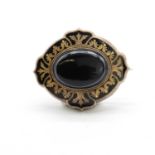 A Victorian rolled gold bullseye agate mourning brooch,