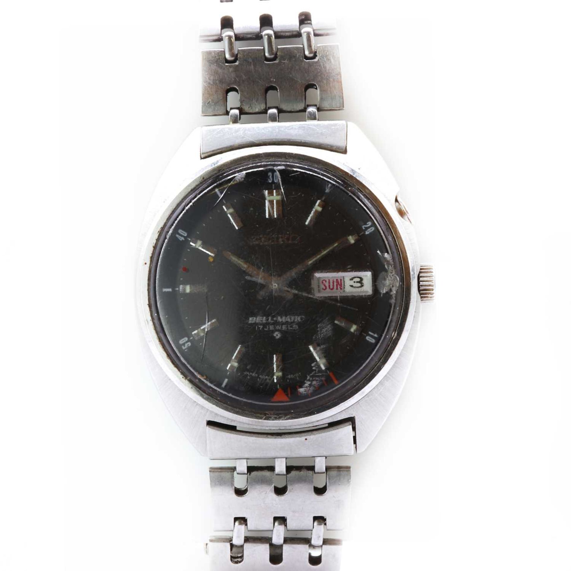A gentlemen's stainless steel Seiko 'Bell-matic' automatic bracelet watch,