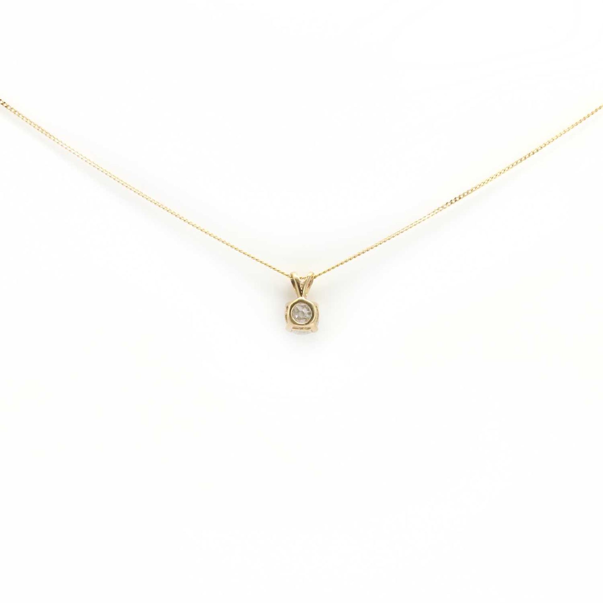 A gold single stone diamond pendant, - Image 2 of 2