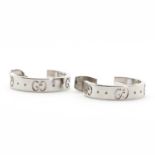 A pair of 18ct white gold Gucci hoop earrings,