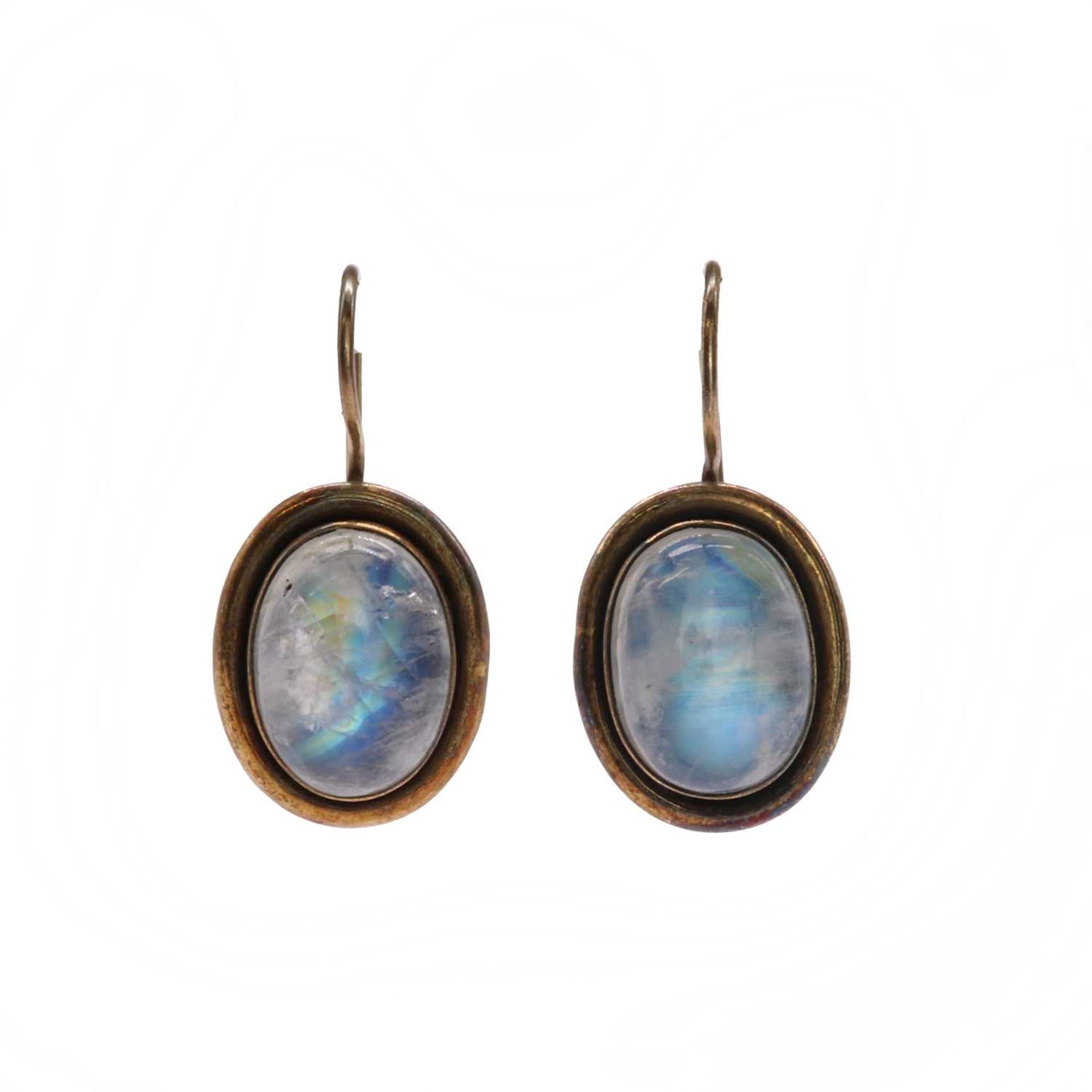 A pair of silver gilt labradorite drop earrings,