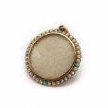 An Edwardian gold seed pearl and turquoise shaker locket, by Murrle Bennett,