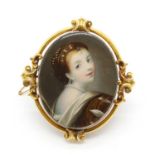 A miniature portrait of a young lady, English School, 19th Century,