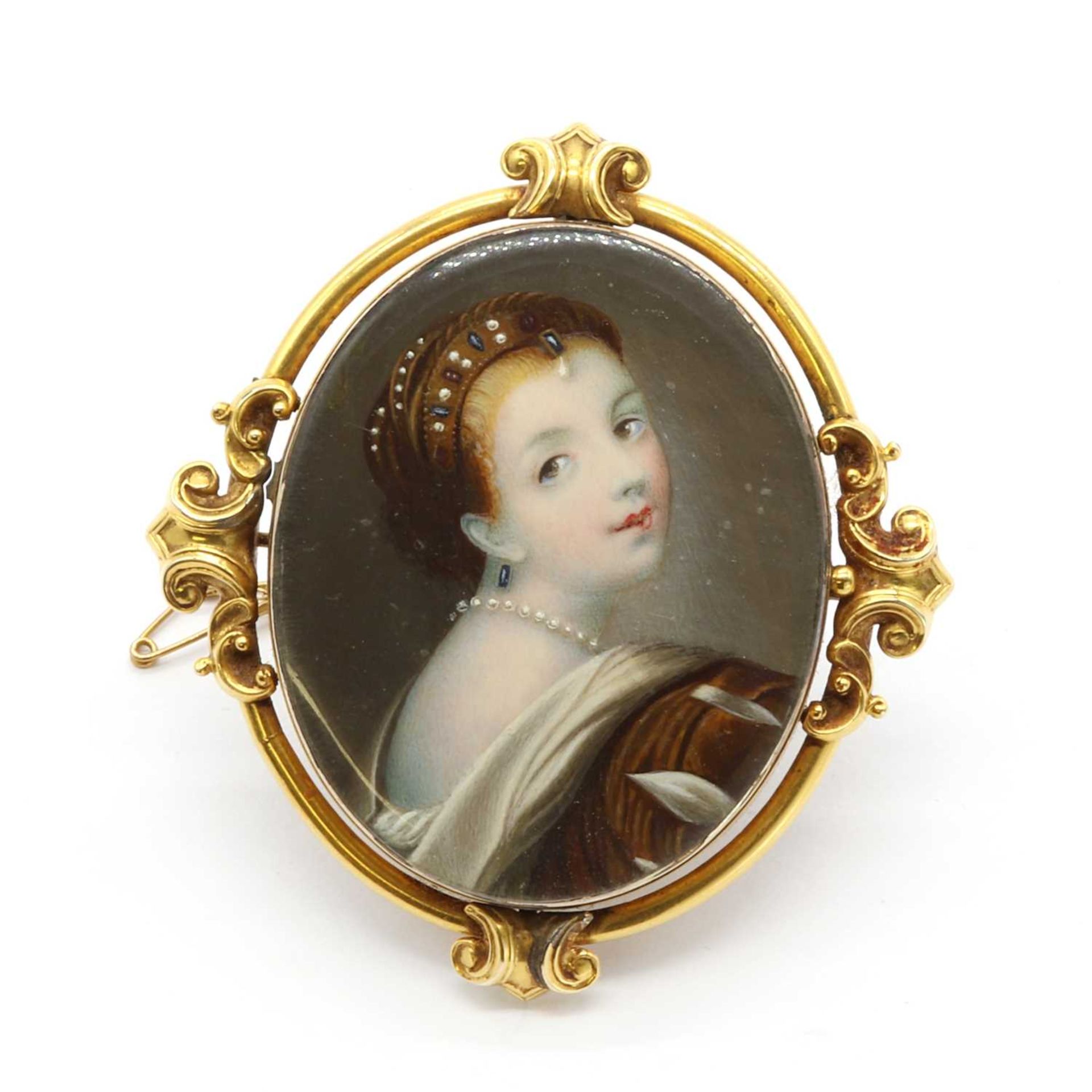 A miniature portrait of a young lady, English School, 19th Century,