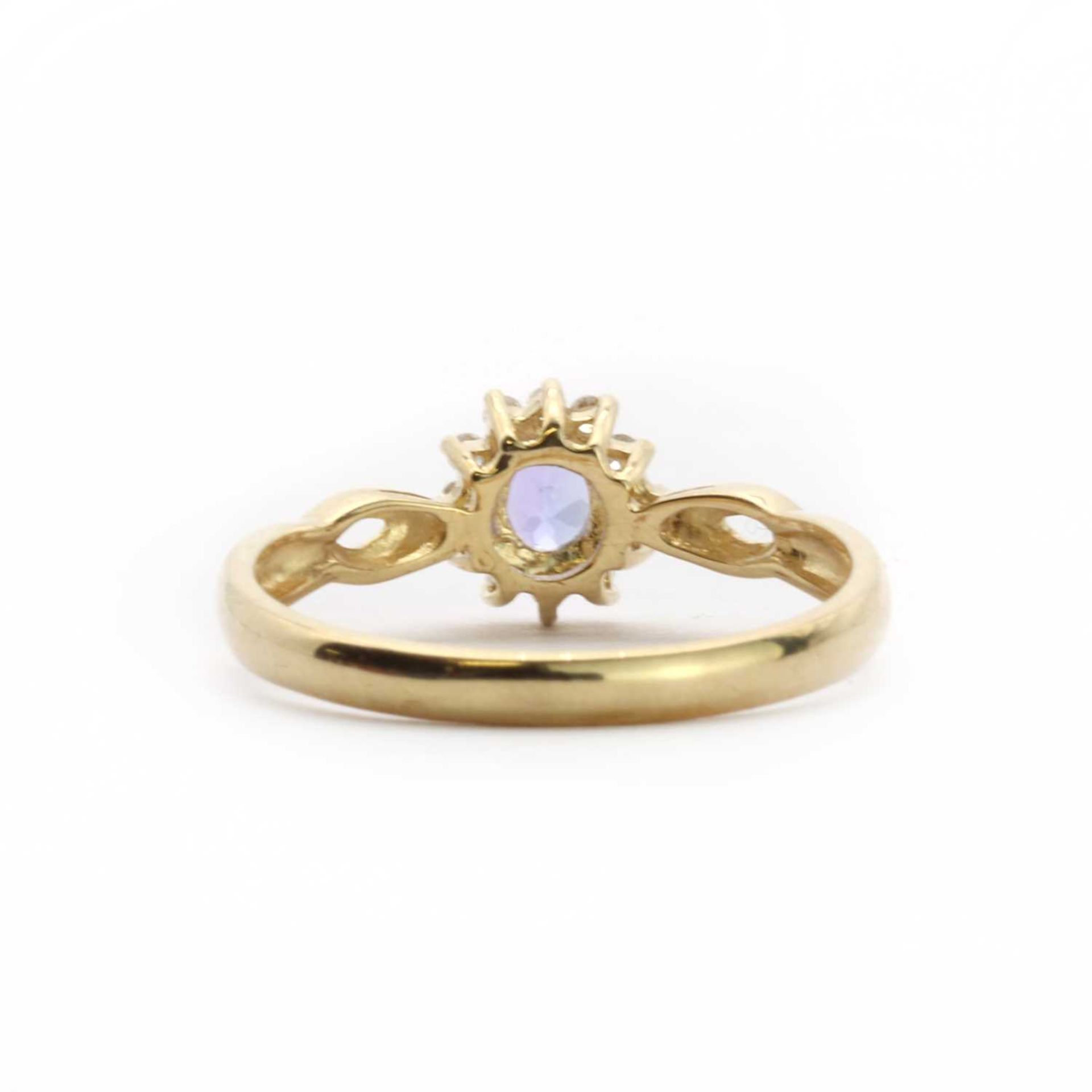 A 9ct gold tanzanite and diamond cluster dress ring, - Image 3 of 3